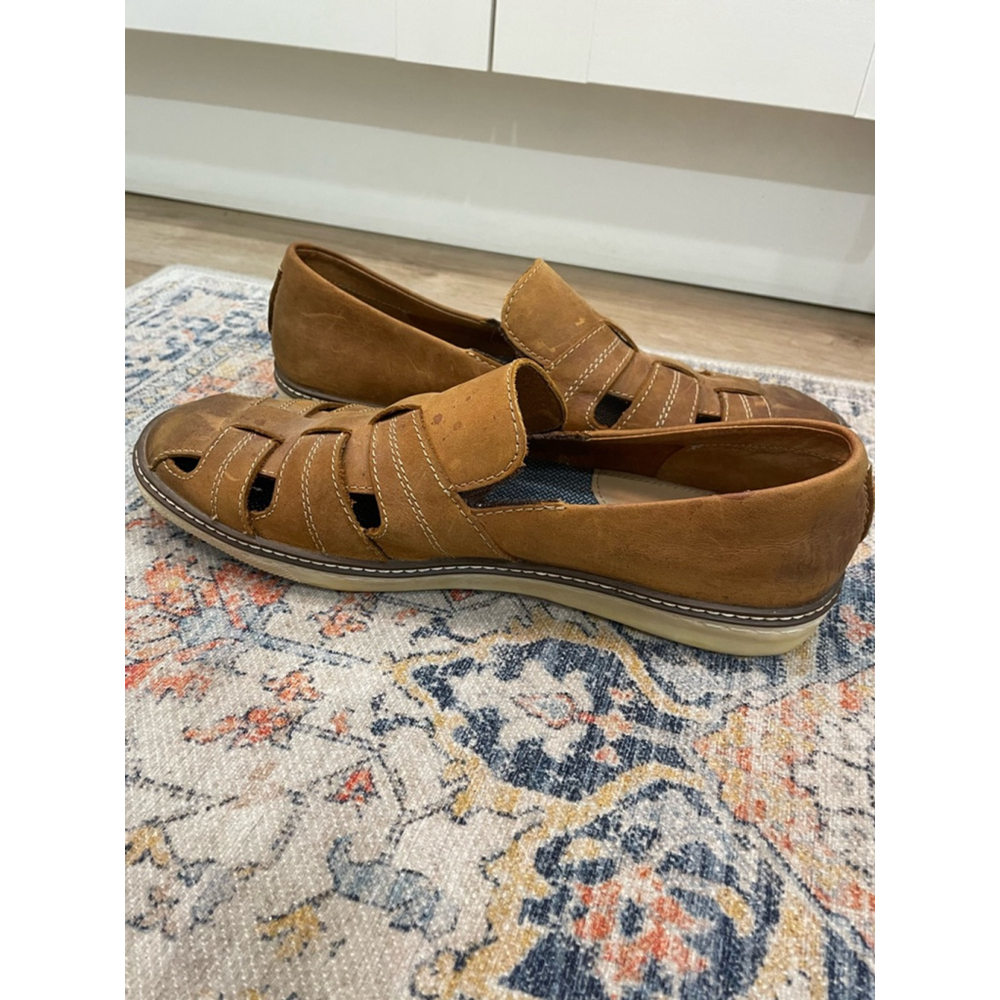 J&M Leather Fisherman Sandals Loafers 9 Sheepskin Leather Old Money Smart Casual - Picture 9 of 11